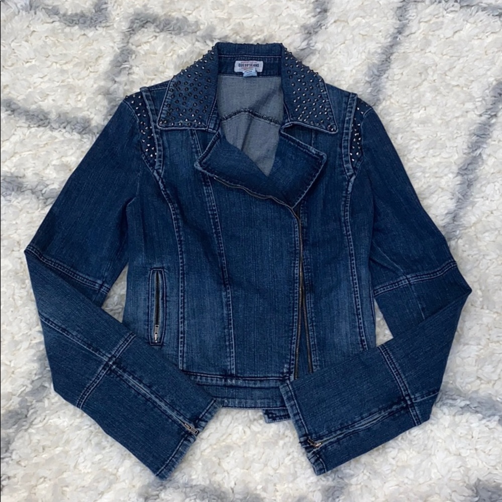 Guess Studded Dark Blue Denim Jacket